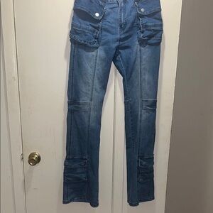 Stylish Blue Cargo Jeans